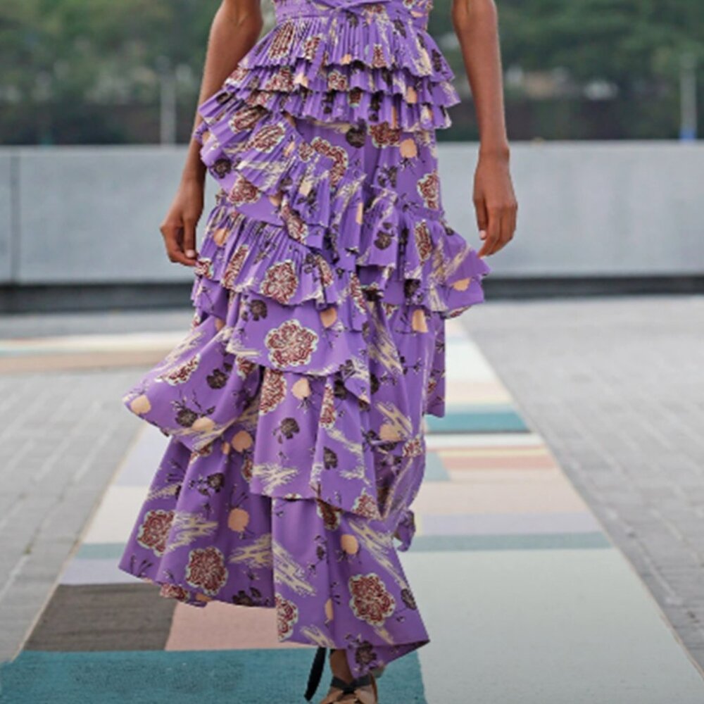 Ulla Johnson Floral print Midi Skirt Zinnia Purple